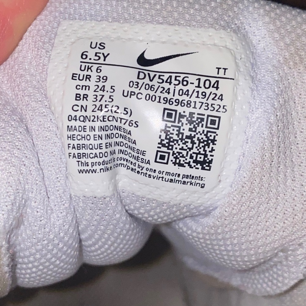 Nike Court Borough‎ Low 2 White Black Sneakers Youth Size 6.5Y Style DV5456-104 - Picture 7 of 11